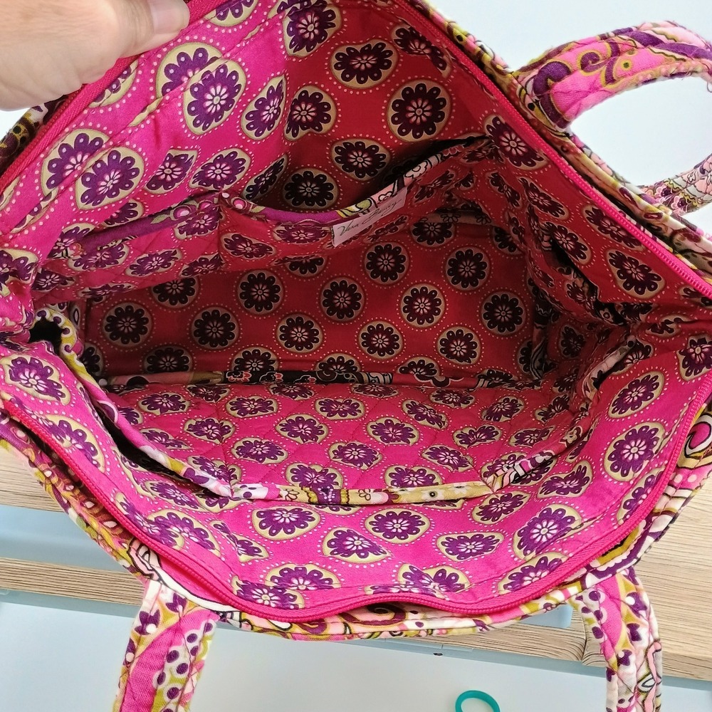 Vera Bradley Tote Shoulder Bag Very Berry Paisley Quilted Cotton Medium Pink - Picture 9 of 12